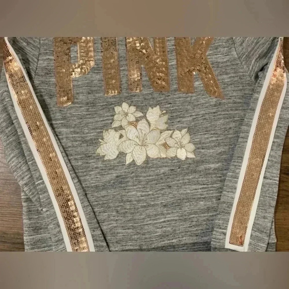 PINK VS HTF FLORAL BLING HOODIE / JOGGERS OUTFIT SET L - Picture 8 of 13
